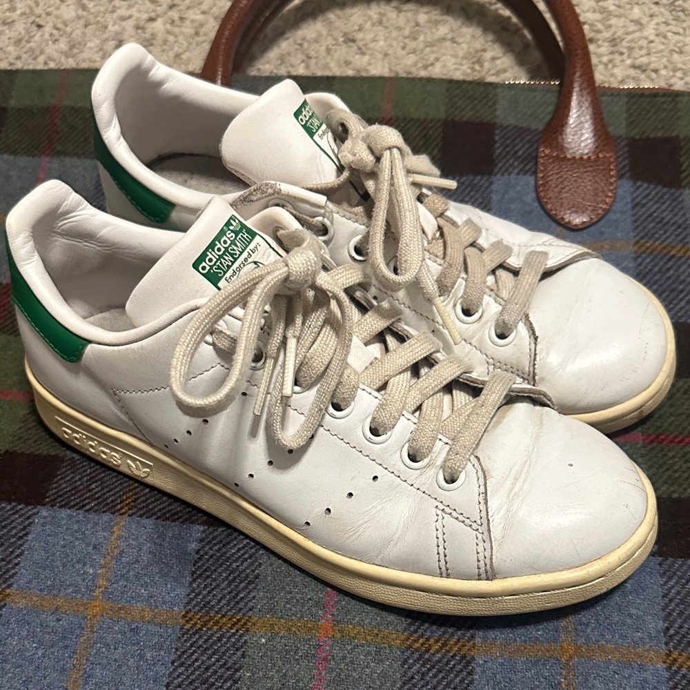 Adidas Classic White and Green Stan Smith Sneakers